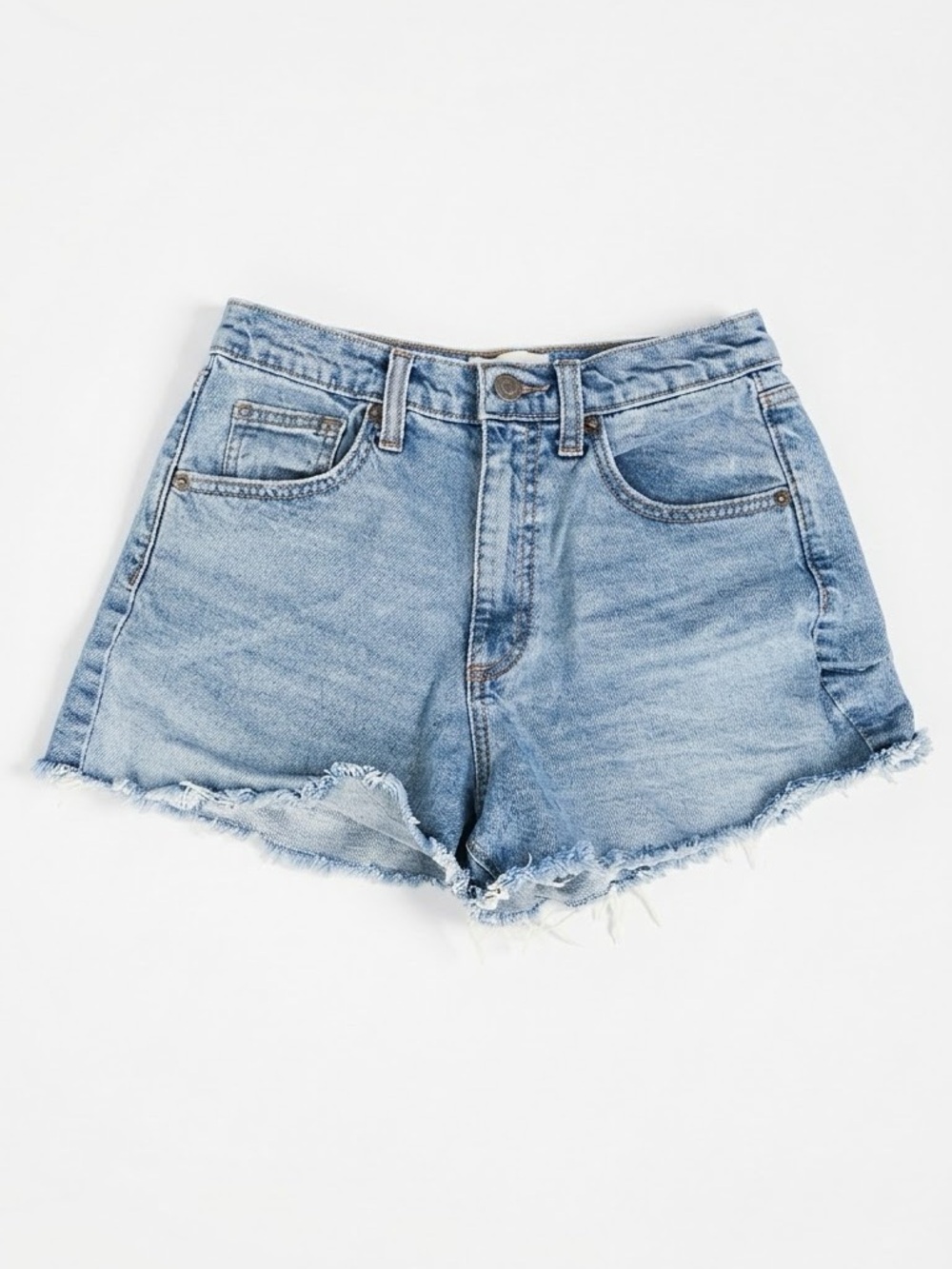 Universal Thread High Rise 90s Cutoff Jean Shorts Light Wash Raw Hem Women’s 4/R